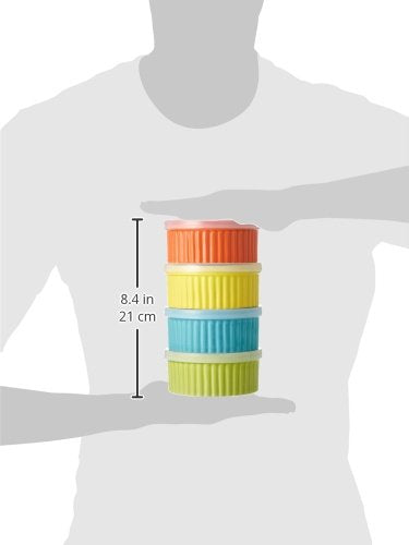 8 Piece, 8 oz. Variety Color Ceramic Ramekin Serve And Storage Set