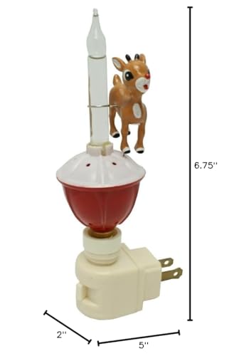 Roman 6.75" Rudolph W/NP Sign Bubble North Pole Night Light