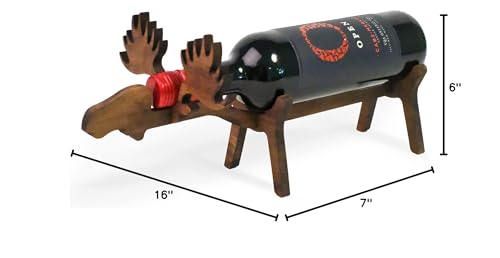 Wild Eye Designs Wine Bottle Holder, Moose - Wood