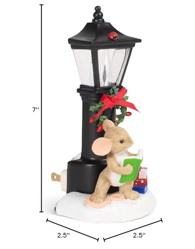 Roman 133497 Mouse Lamp Post Night Light Charming Tails, 7 inch, Multicolor