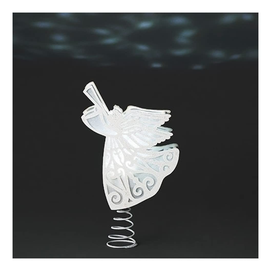Roman Color Projected Lighted White Angel Tree Topper, 13-inch Height, Seasonal Lighting Decoration