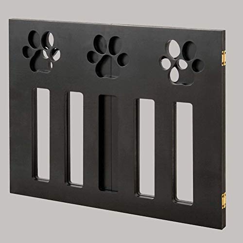 Wood Paw Print DÉcor Pet Gate Black