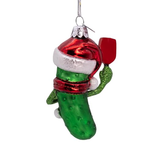 Kurt Adler 3.5-inch Noble Gems™ Pickleball Pickle with Santa Ornament