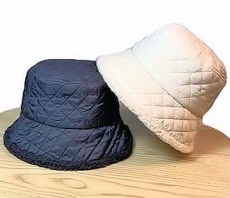BW Brands Ladies Reversible Quilted Sherpa Bucket Hat (Black)