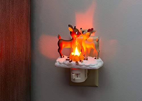 Rudolph The Red Nosed Reindeer Night Light with Flickering Flame, 5 1/4 Inch