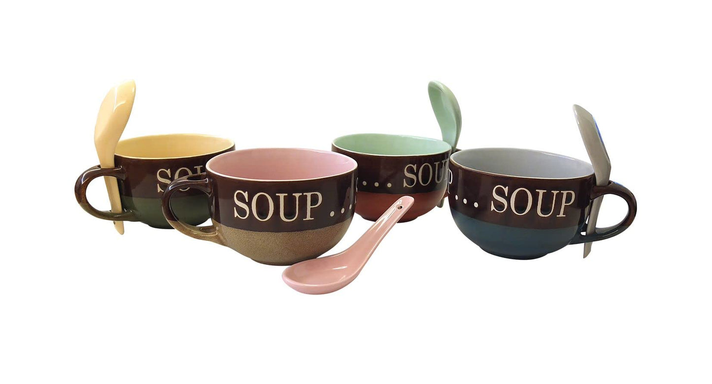 soup mug set 8 Piece Ceramic Deluxe 16oz