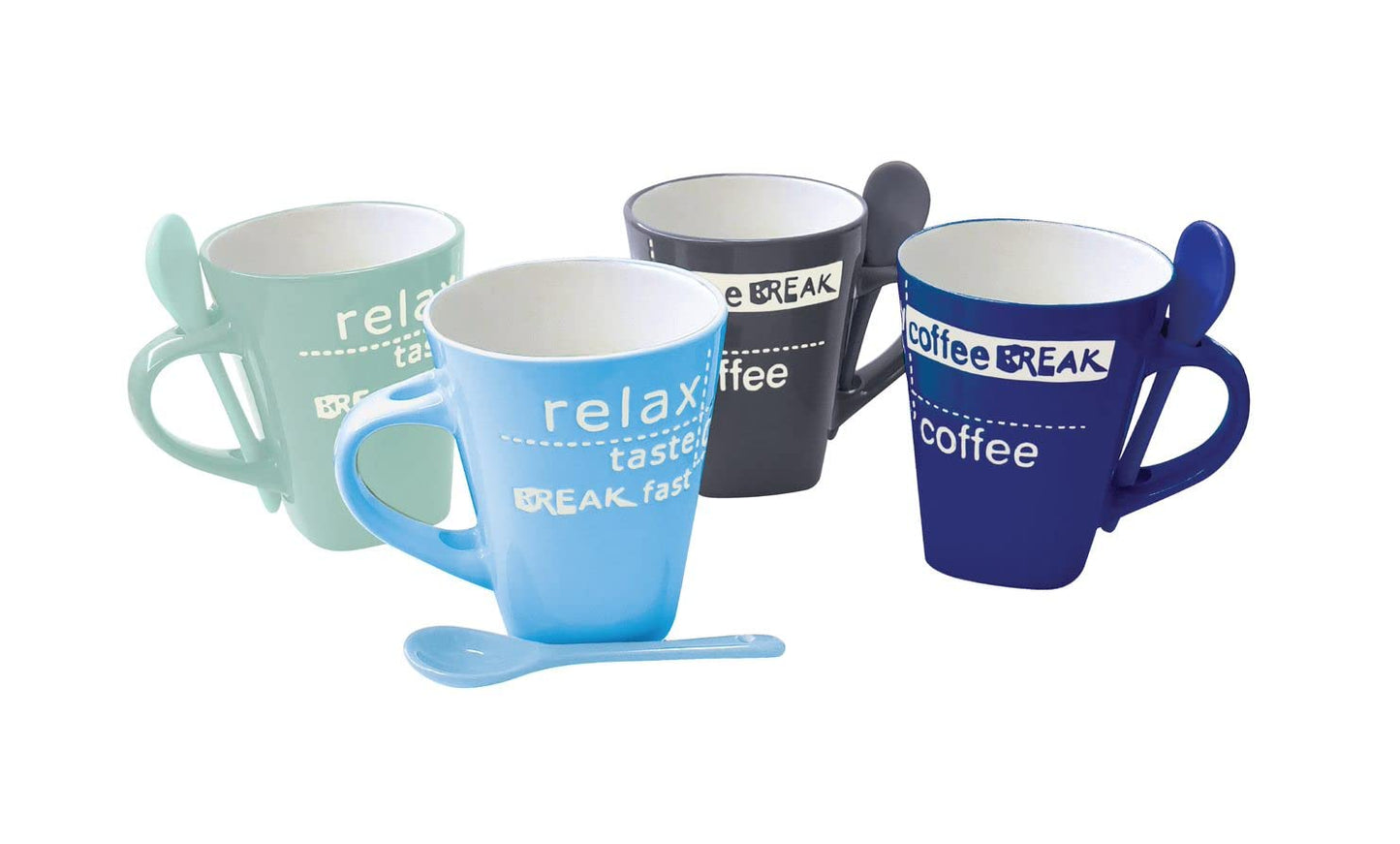 8 Piece Ceramic Deluxe 12oz. Coffee/Tea Mug Set - Relax