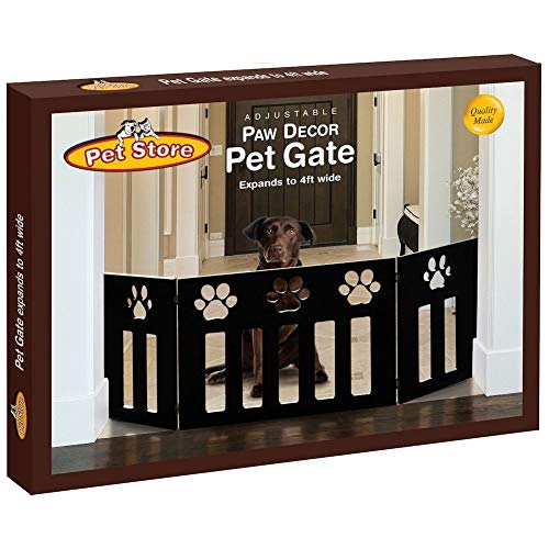 Wood Paw Print DÉcor Pet Gate Black