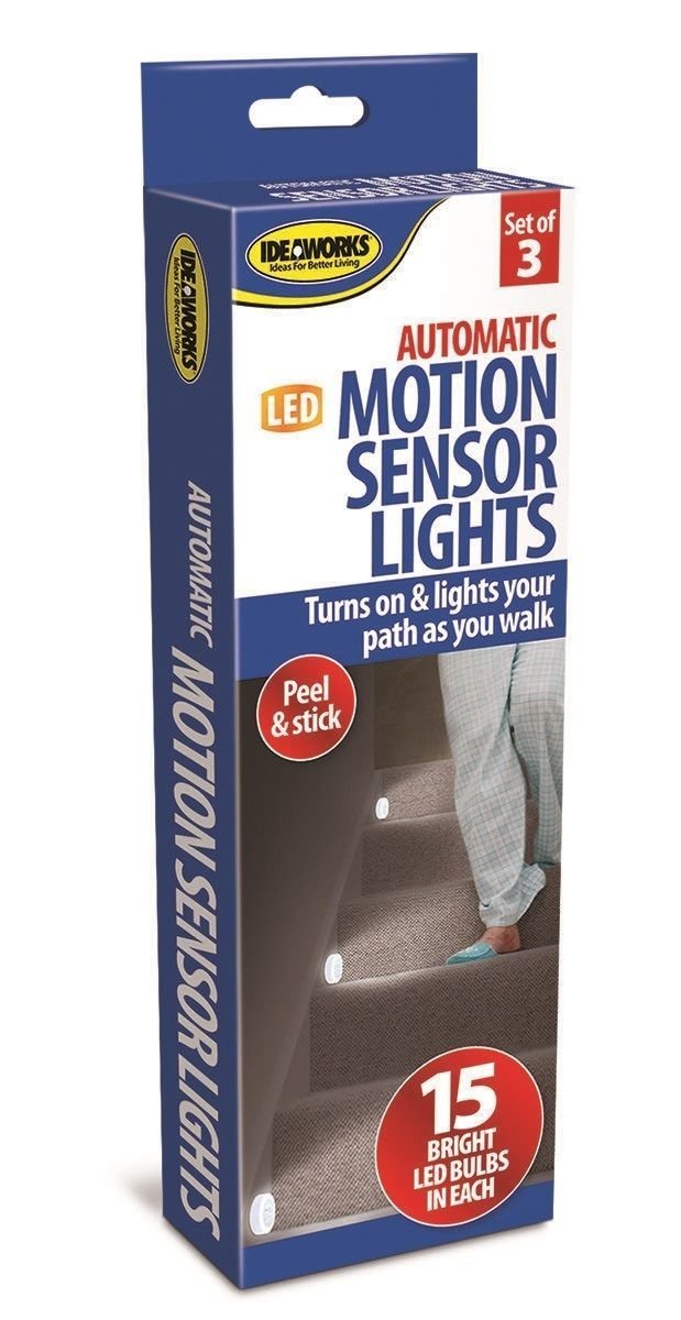 3 Motion Sensor Lights Stairs Path Night LED Automatic Hall Hallway Bathroom New