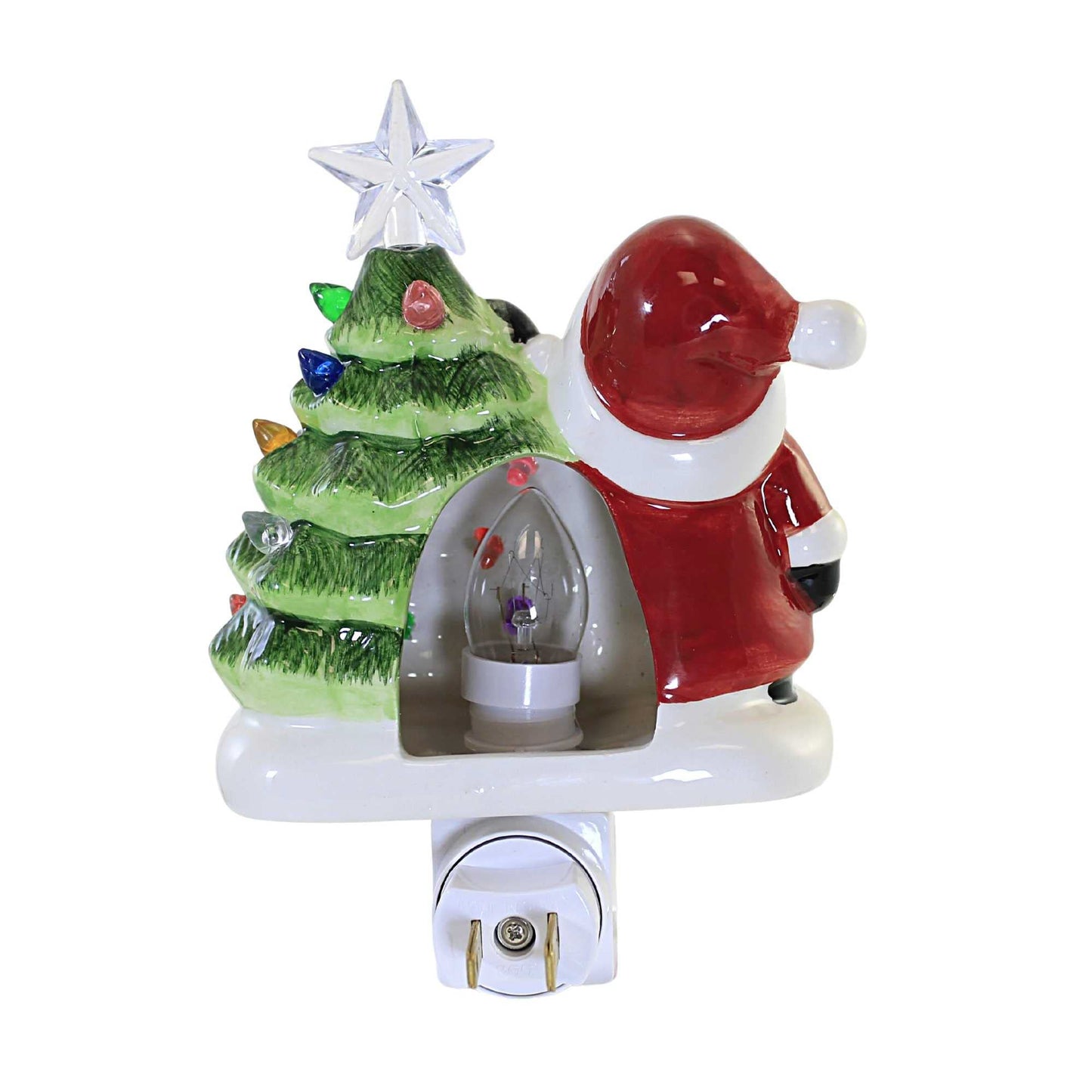 Christmas Gnome Vintage Tree Nightlight, 6.0", Ceramic, Santa Star, Night Lights, 135427
