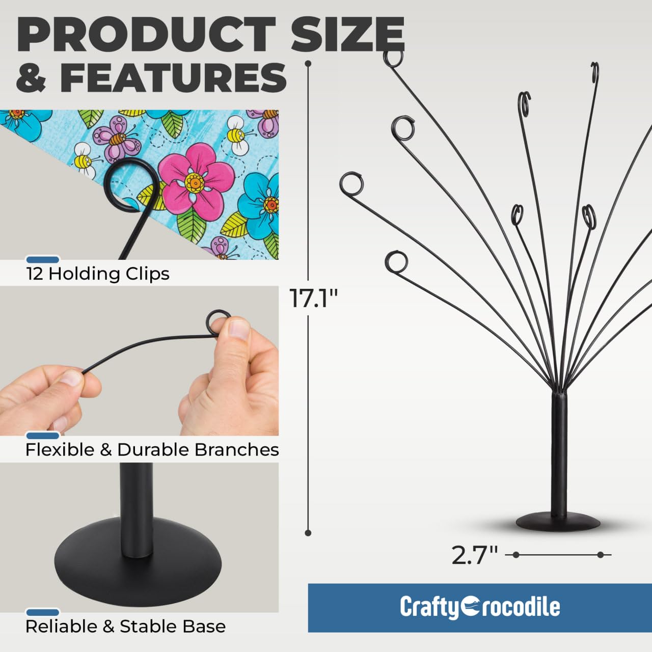 CraftyCrocodile Gift Card Tree Holder - 12 Clips Flexible & Durable Branches - Money Tree Gift Holder Stand with Clips for Pictures Tickets Postacards