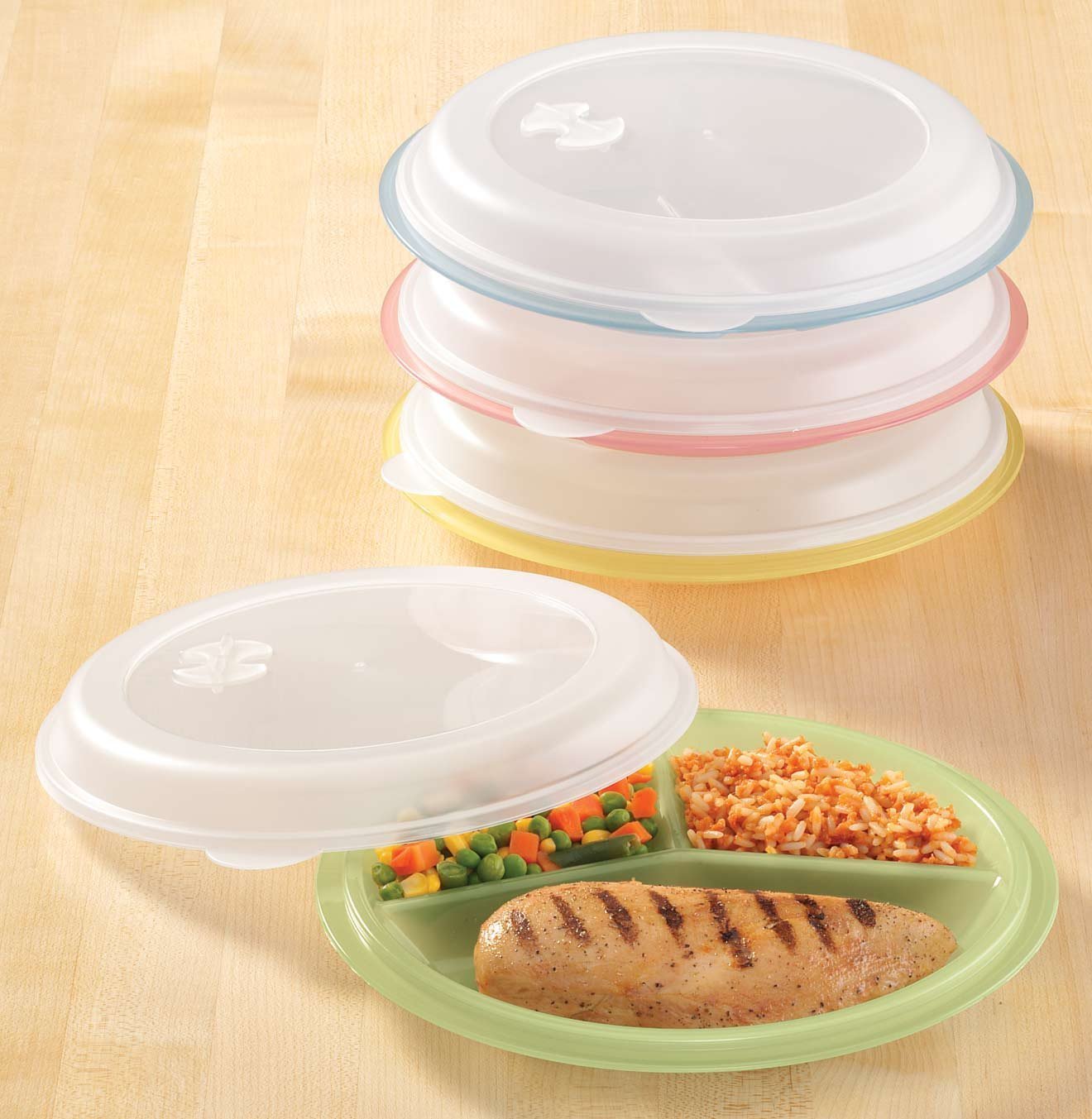 Miles Kimball Divided Plates And Food Storage Containers - Set Of 4