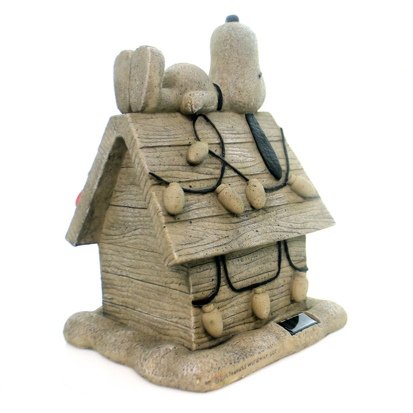 Peanuts Snoopy on Dog House Solar Powered Light Up Christmas Garden Statue New