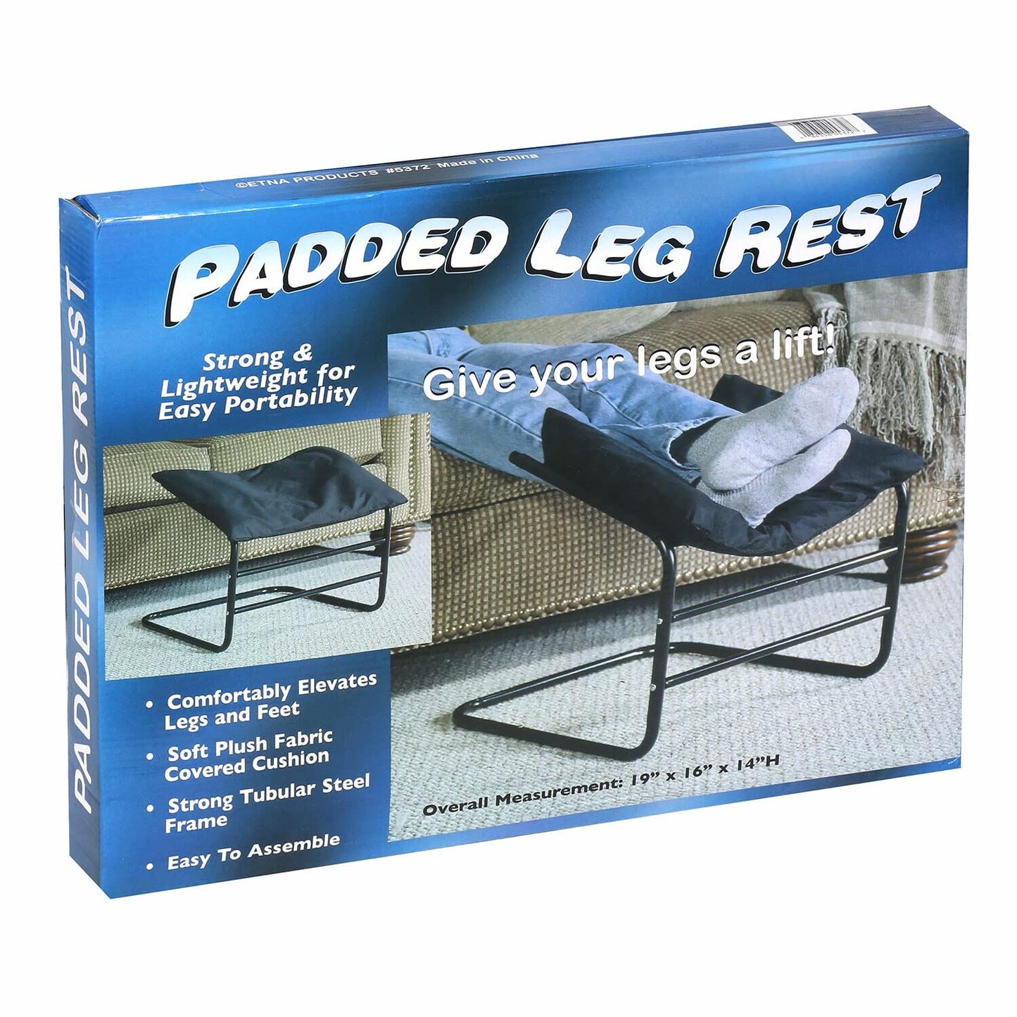 ETNA Ottoman Foot Rest Footstool - Supportive Leg Rest for Chair Sofa Couch - Office Footrest Under Desk Foot Hammock - Black Padded Foot Stool