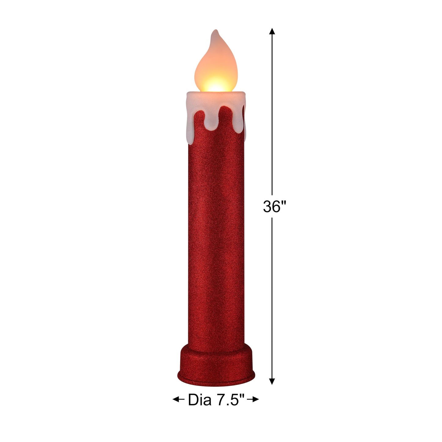 Mr. Christmas 62293 Red 36" Outdoor Safe Glittery Blow Mold Candle Flickering LED Flame