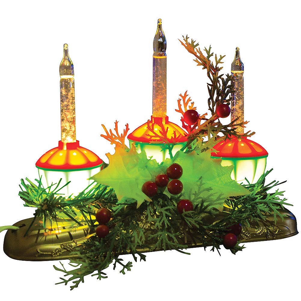 Bandwagon Vintage-Look Bubble Light Candle Glowing Christmas Holly Berry Centerpiece