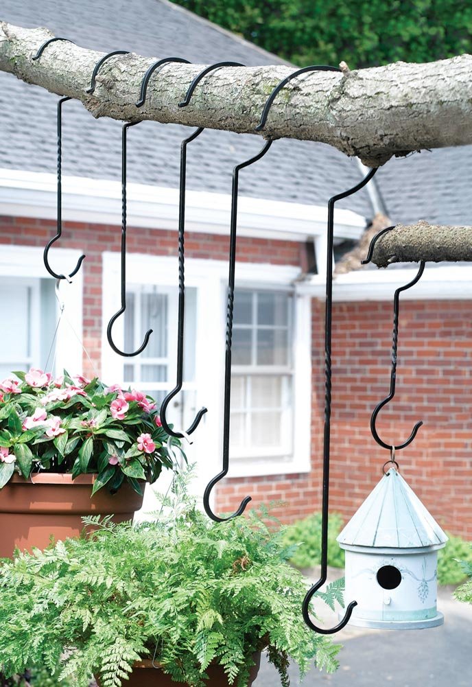 Collections Etc Outdoor Plant Hanging Hooks - Set of 6 - for Baskets, Bird Feeders, Wind Chimes, Garden Ornaments