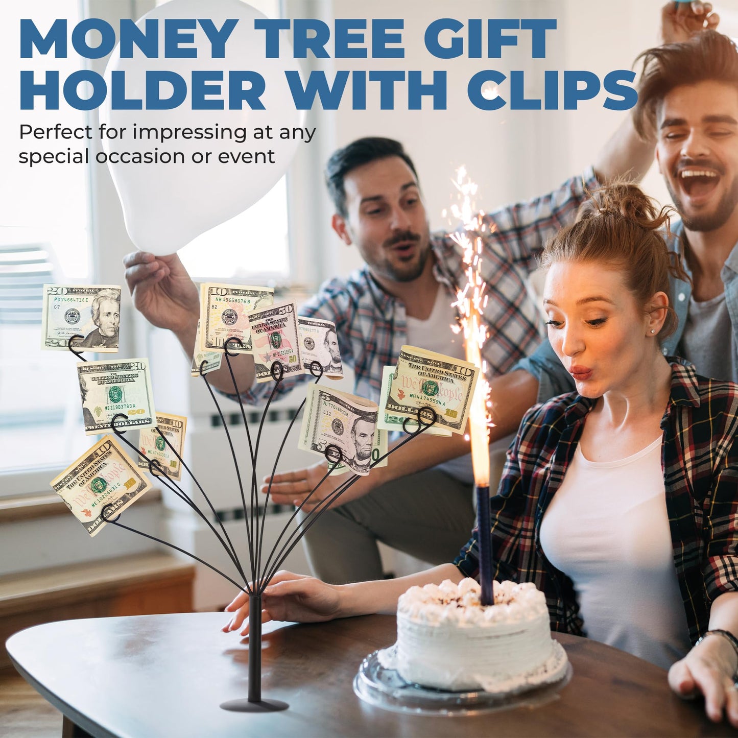 CraftyCrocodile Gift Card Tree Holder - 12 Clips Flexible & Durable Branches - Money Tree Gift Holder Stand with Clips for Pictures Tickets Postacards