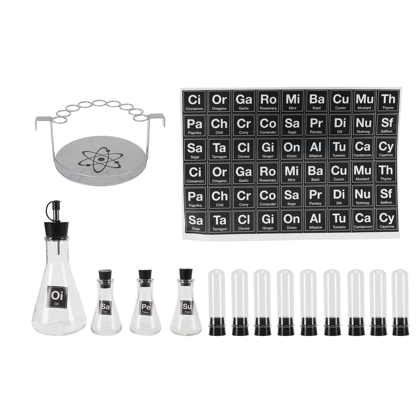 Wink Chemist's Spice Rack, 14 Piece Chemistry Spice Rack Set