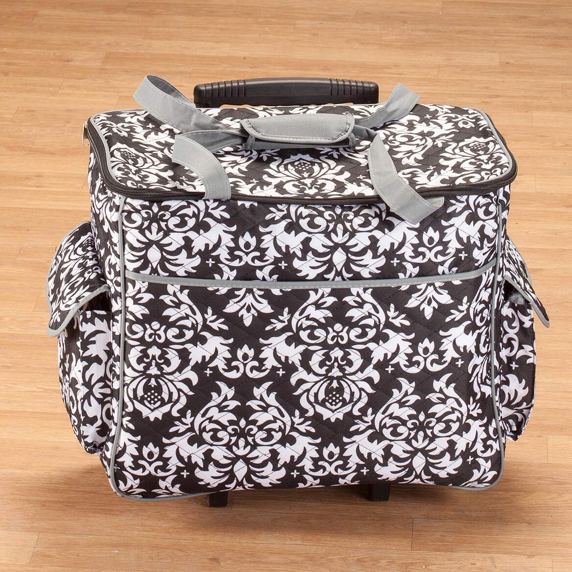 Sewing Accessories Rolling Sewing Machine Tote with 6 Storage Pockets - Damask,LARGE