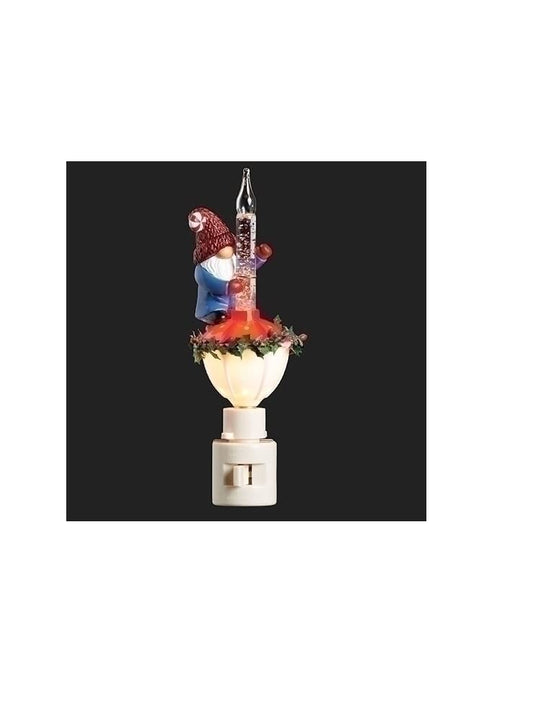 Roman Gnome Bubble Light with Garland Night Light, 6.8-inch Height, Polyresin, Plug-in, Christmas, Home Décor, Holiday Tradition
