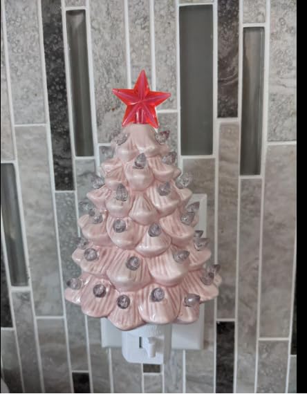 Decorative Ceramic Christmas Tree Night - Pink