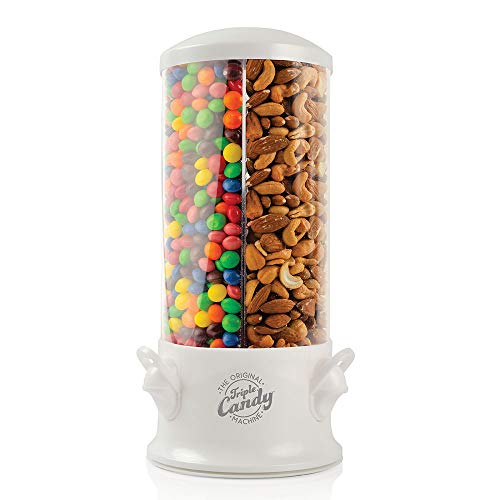 Handy Gourmet The Original Triple Candy Machine - Fun Candy & Nut Dispenser - New & Improved - 3 Compartment - 360 Spin