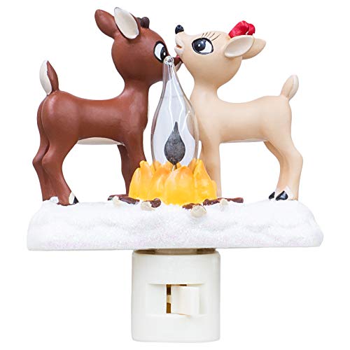 Rudolph The Red Nosed Reindeer Night Light with Flickering Flame, 5 1/4 Inch