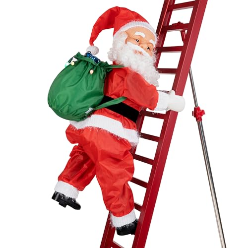 Mr. Christmas Musical Animated Outdoor Climbing Santa Christmas Decoration, 10 Foot