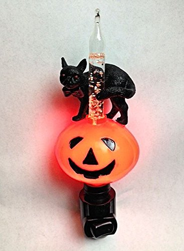 Bubble Light Night Lights Halloween Jack O'Lantern and Black Cat
