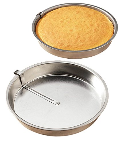 Myasrelae 8 Inch Round Cake Pans with a Built-in Swivel Blade Easy Release Cake Pan （3 pack silver）