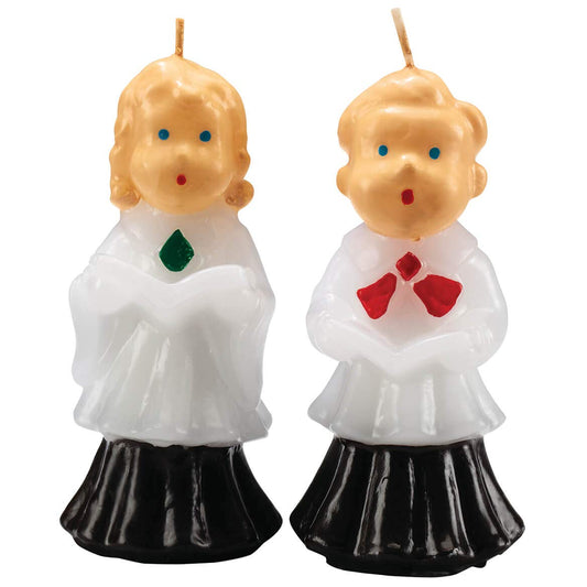 Decorative Vintage Style Christmas Caroler Pair Candles