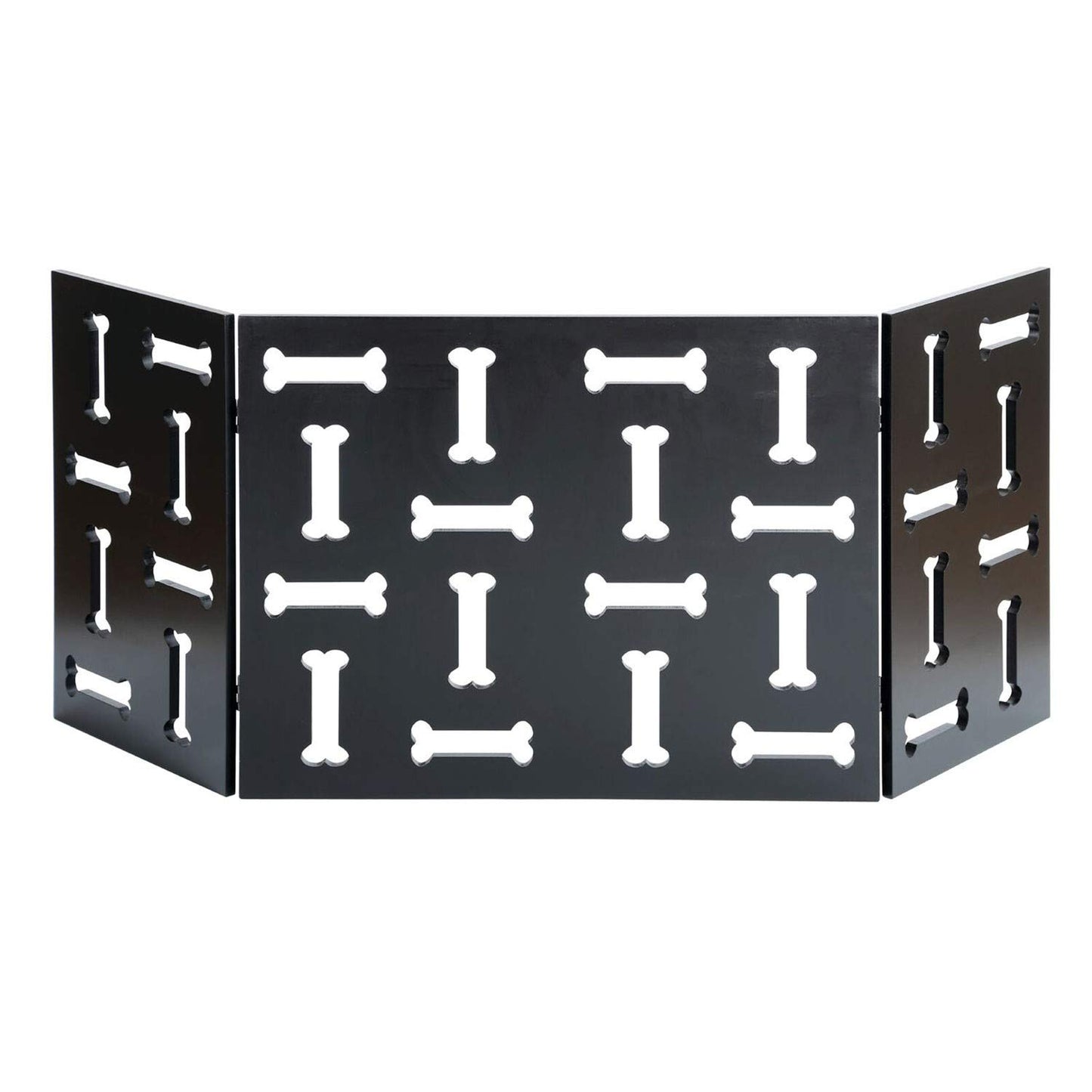 Etna 3-Panel Wood Pet Gate - Freestanding Tri Fold Bone Cutout Dog Fence for Doorways, Stairs - Indoor/Outdoor Pet Barrier - 47 1/4" W x 19" Tall