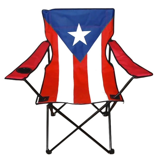 ILLIYIN Versatile Indoor/Outdoor Puerto Rico Flag Folding Utility Chair