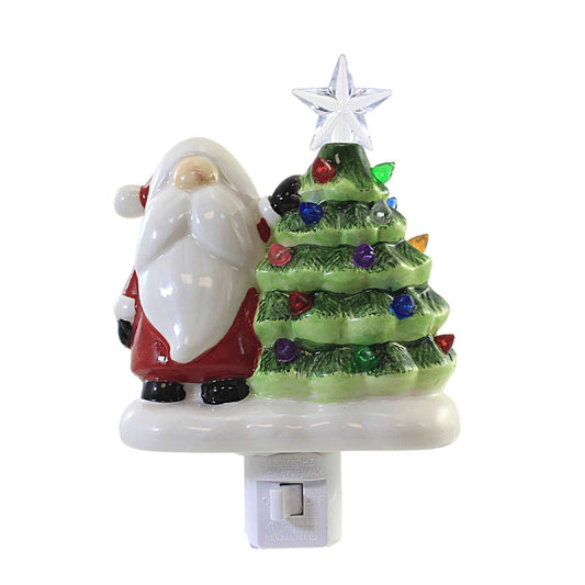 Christmas Gnome Vintage Tree Nightlight, 6.0", Ceramic, Santa Star, Night Lights, 135427
