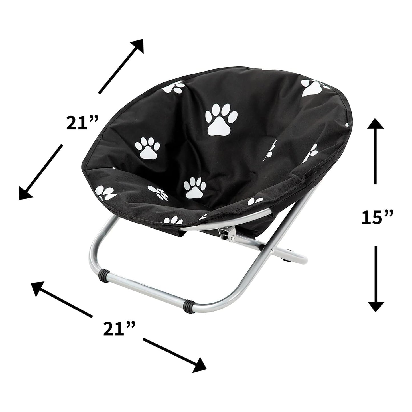 Etna Products Round Pet Bed: Comfortable Elevated Cat Bed with Paw Print Cushion - Black & White Water Resistant Papasan Chair for Small Dogs