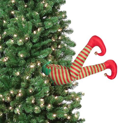 Mr. Christmas Mini Elf is Stuck in His Bag and Kicks His Way Out, 10-inch High