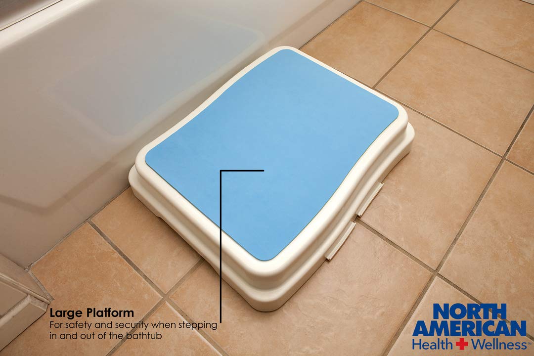 Ideaworks Slip Resistant 4" Bath Step, Stackable Platform for Bathtub