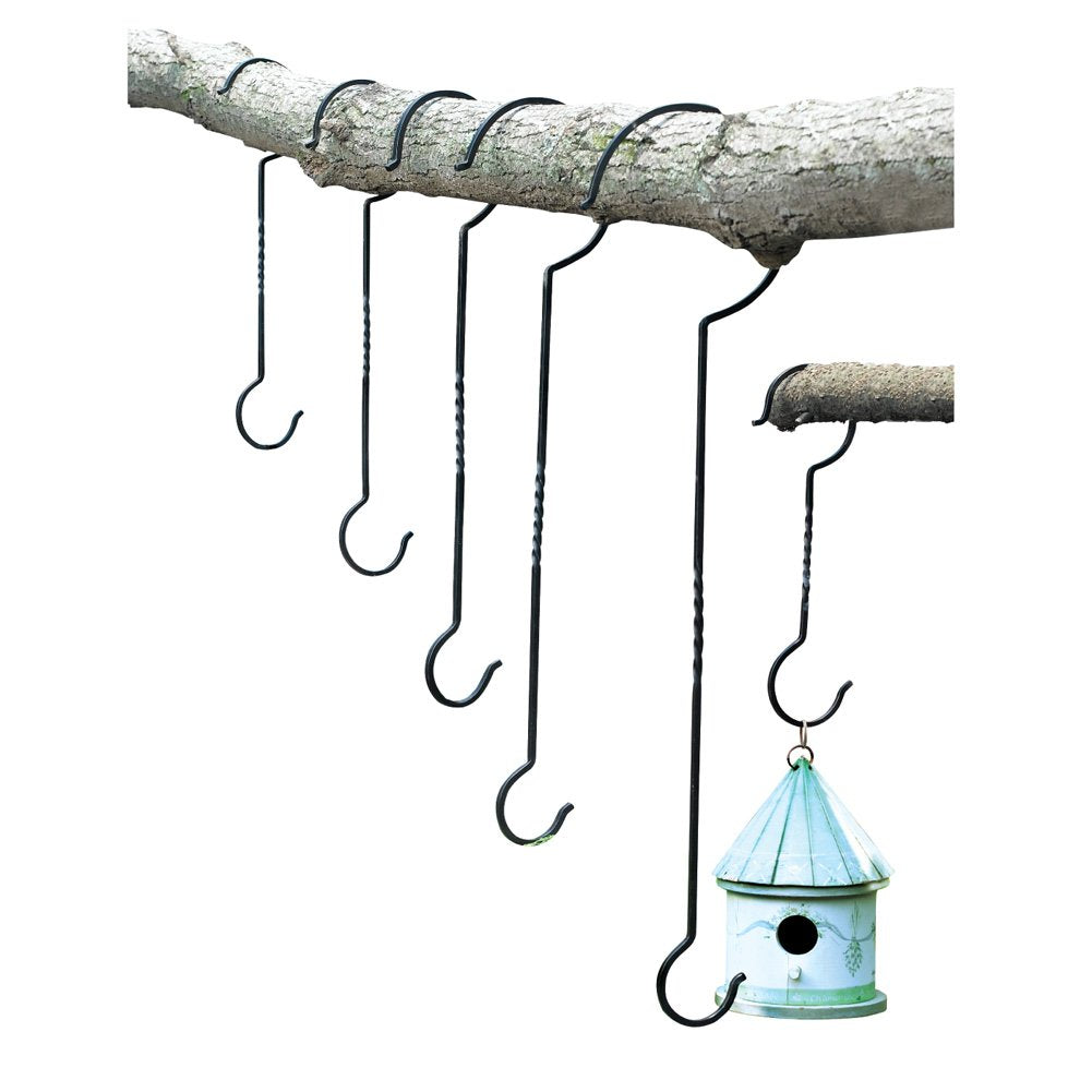 Collections Etc Outdoor Plant Hanging Hooks - Set of 6 - for Baskets, Bird Feeders, Wind Chimes, Garden Ornaments