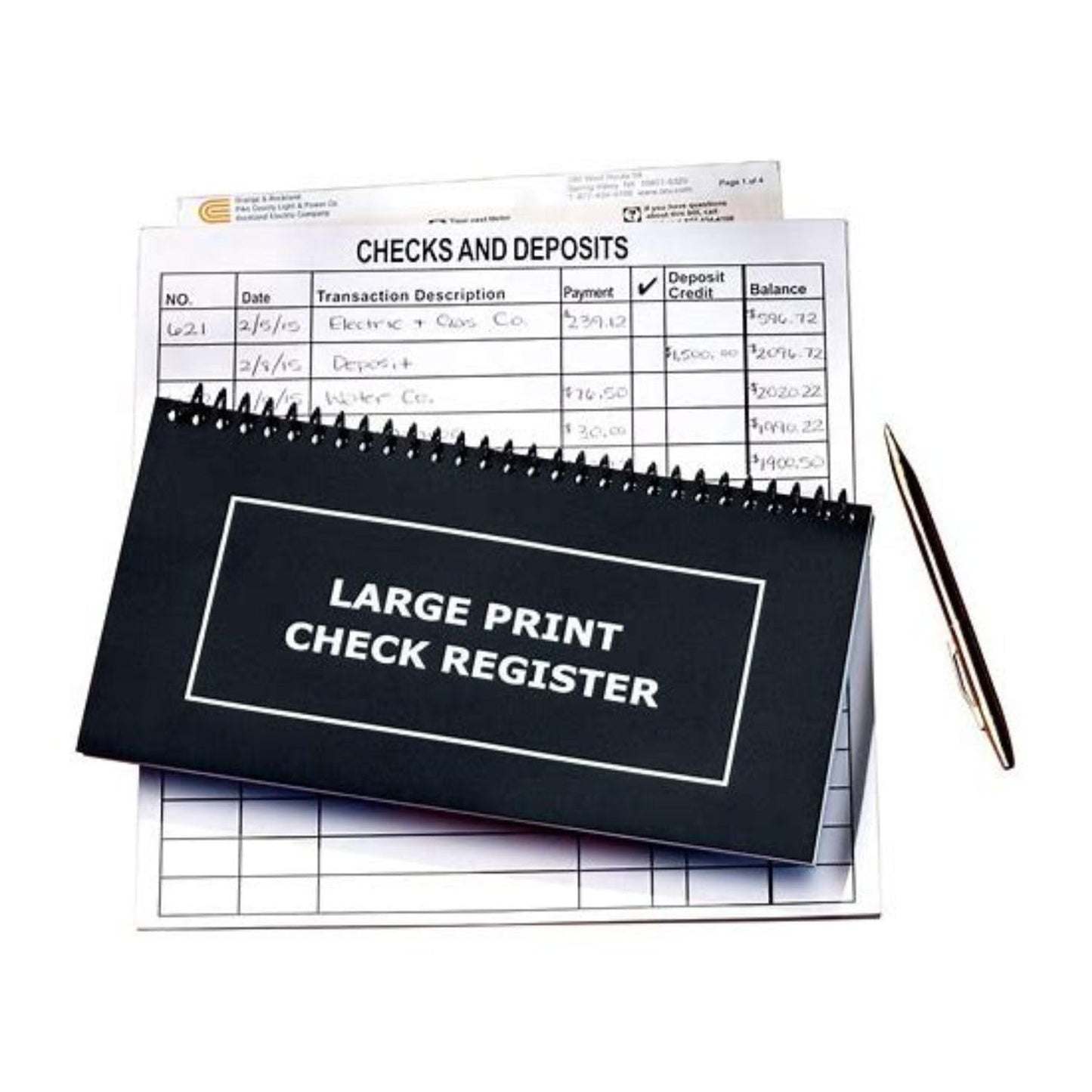 Jumbo Print Check Register Book - Large Print, Easy-to-Read, Spiral Bound, 56 Pages for Personal Accounting, Easy Transaction Reference, 10"L x 5¼"W