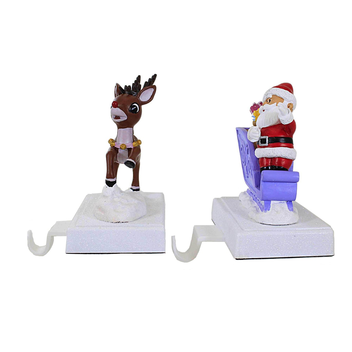 Roman Rudolph and Santa with Sleigh Stocking Holder, Set of 2, Christmas Decoration