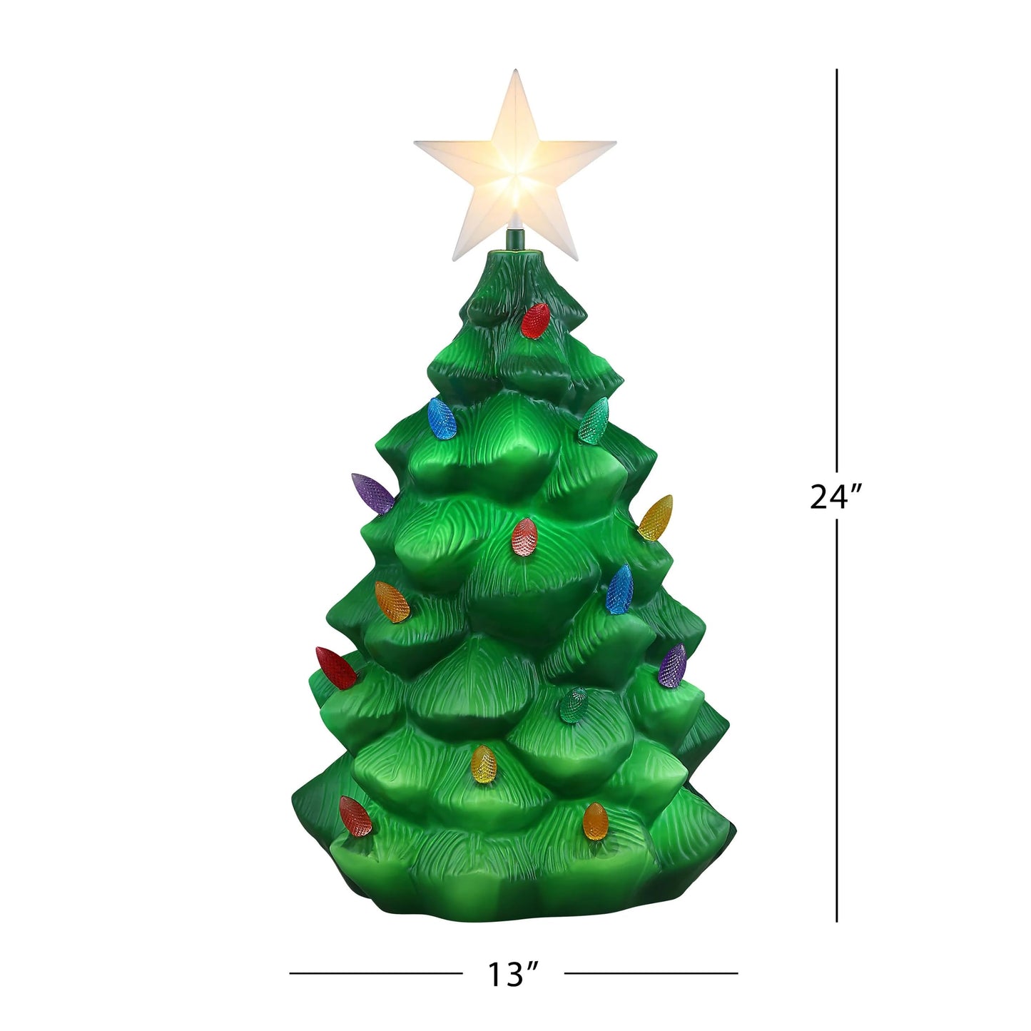 Mr. Christmas Illuminated Blow Mold Christmas Tree Outdoor Christmas Decoration, Features Hooks for Hanging, 24 Inches