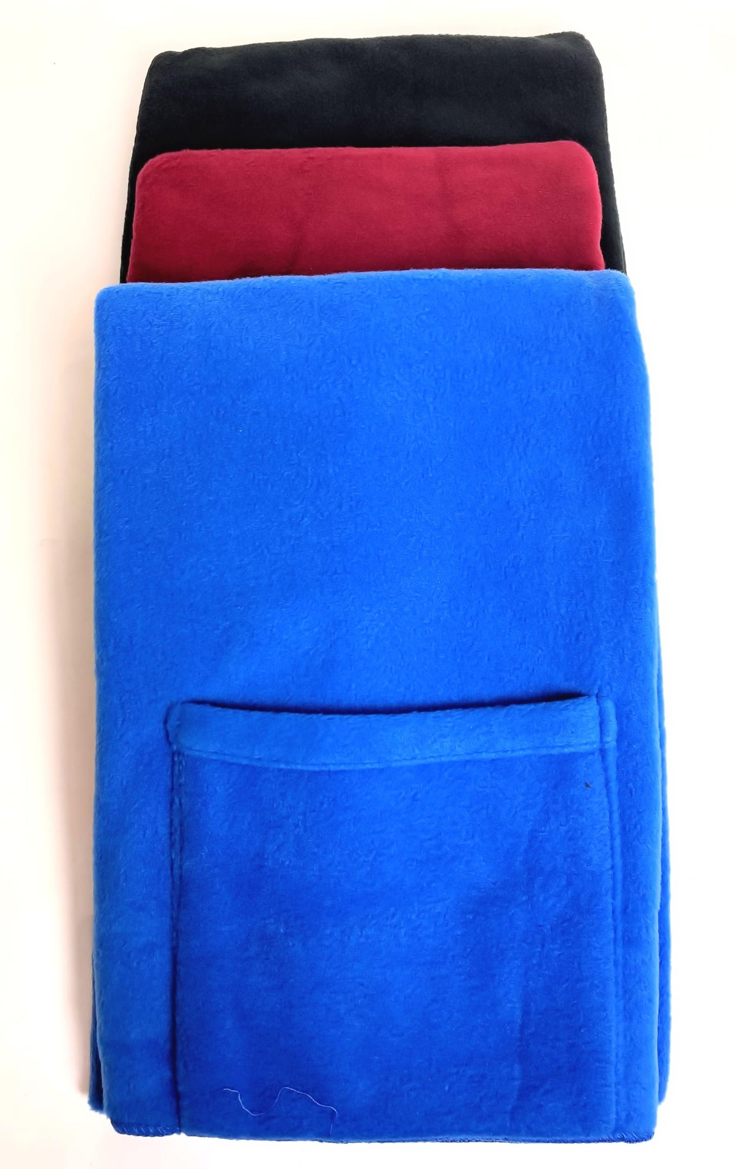 ILLIYIN Warm and Cozy Fleece Shoulder Wrap Shawl with Large Front Pockets - Set of 3 (1-Blue, 1-Burgundy and 1-Black)