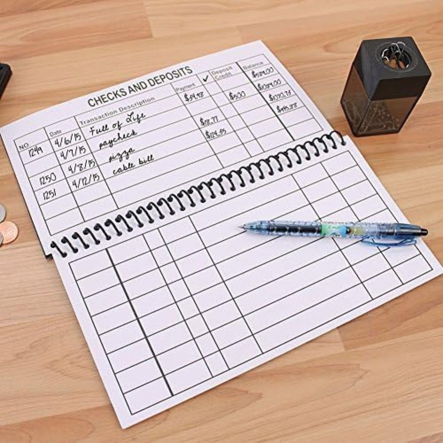 Jumbo Print Check Register Book - Large Print, Easy-to-Read, Spiral Bound, 56 Pages for Personal Accounting, Easy Transaction Reference, 10"L x 5¼"W