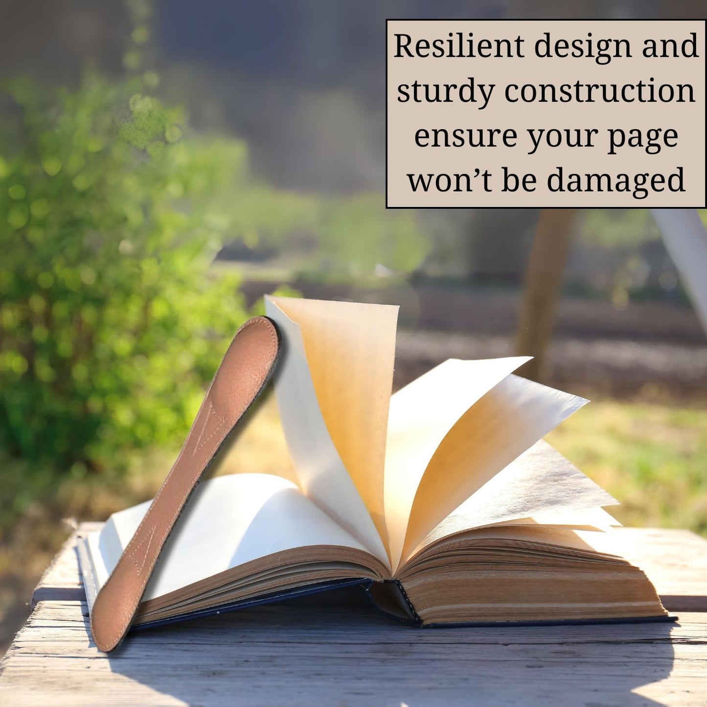 Genuine Leather 8.5" Weighted Bookmark for Hands-Free Reading, Book Holder for Cookbooks, Study, and More