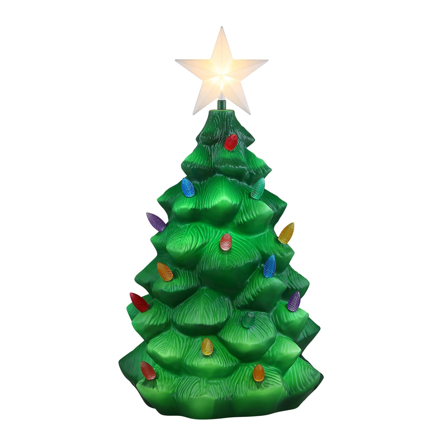 Mr. Christmas Illuminated Blow Mold Christmas Tree Outdoor Christmas Decoration, Features Hooks for Hanging, 24 Inches