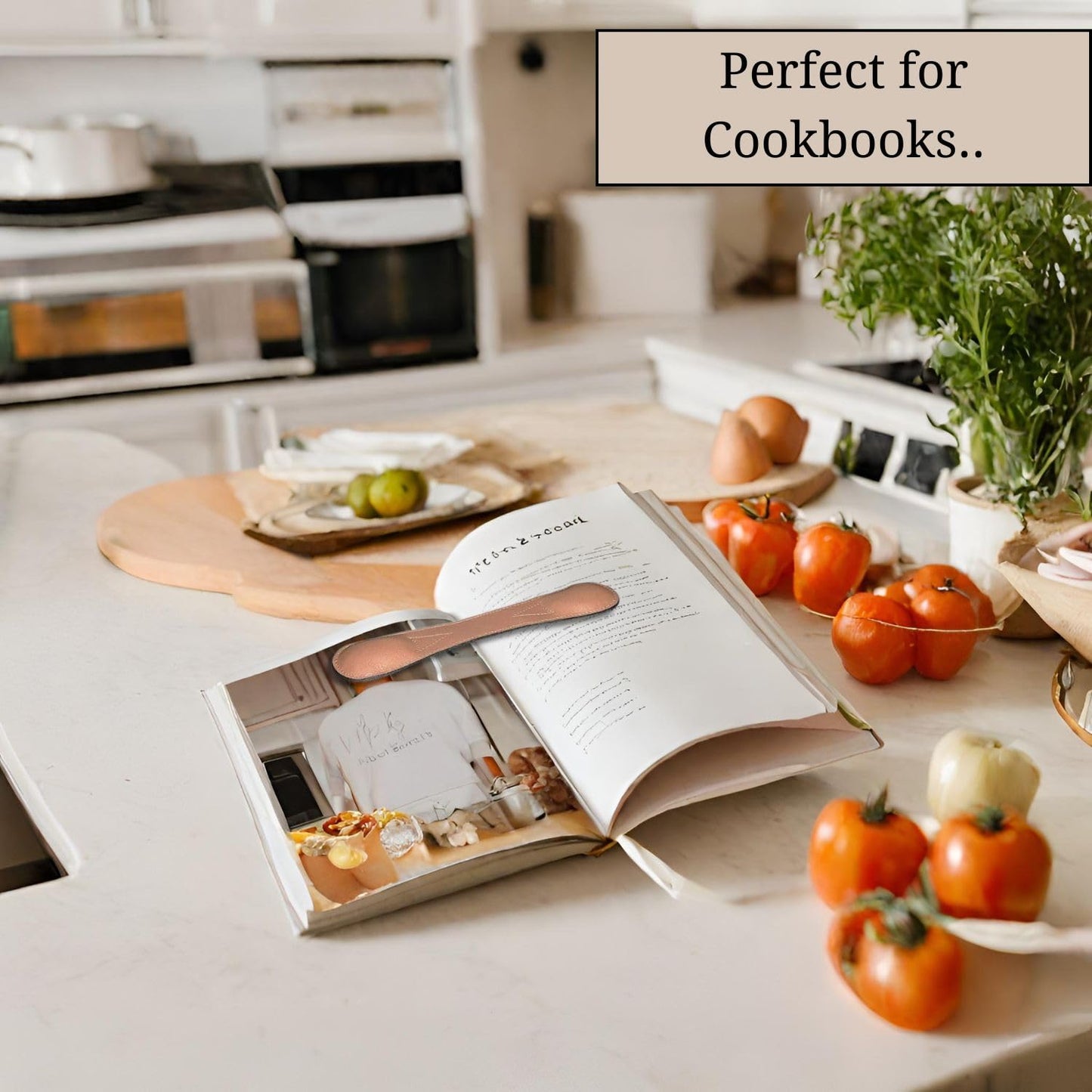 Genuine Leather 8.5" Weighted Bookmark for Hands-Free Reading, Book Holder for Cookbooks, Study, and More