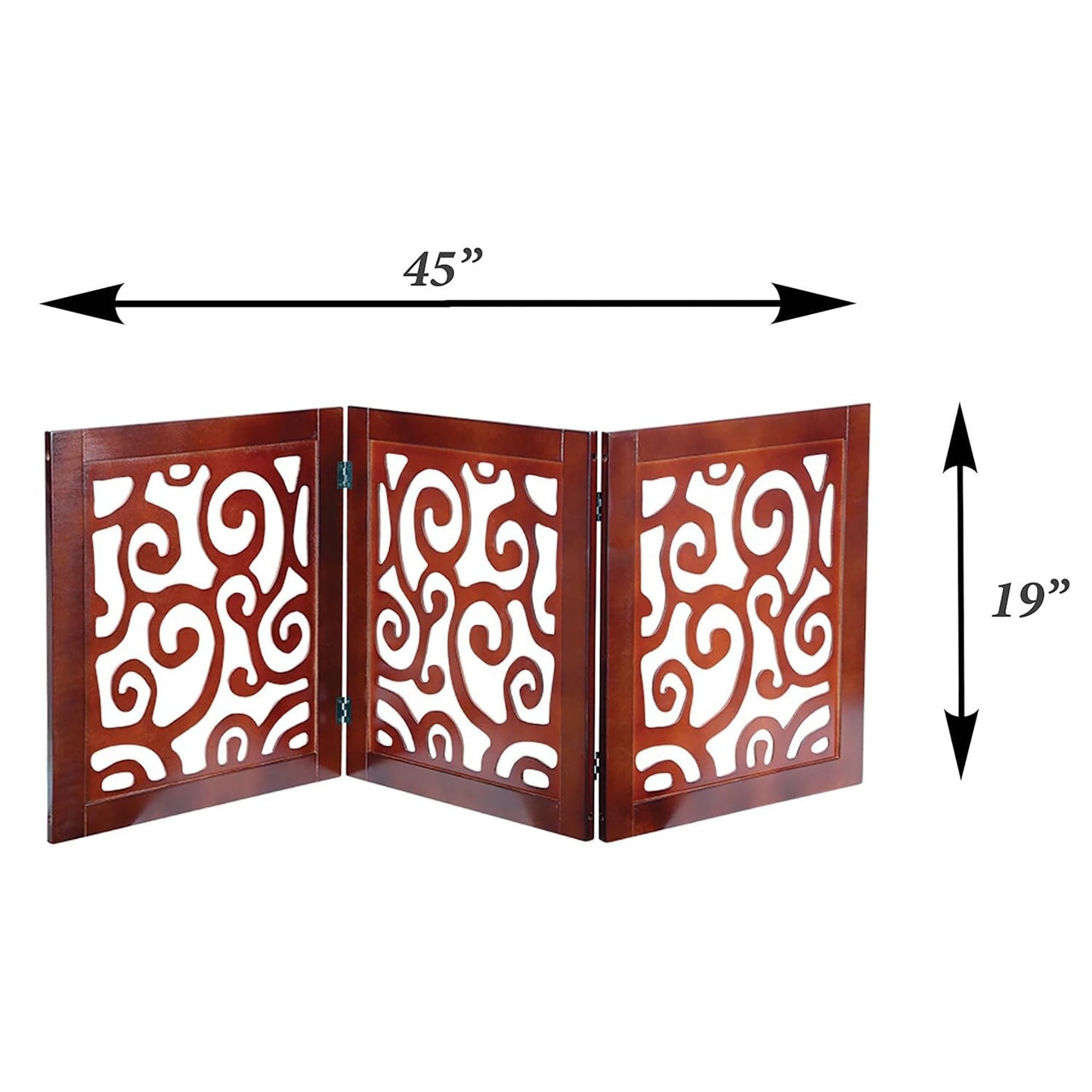 3-Section Adjustable and Scrolled Wooden Pet Gate by Etna