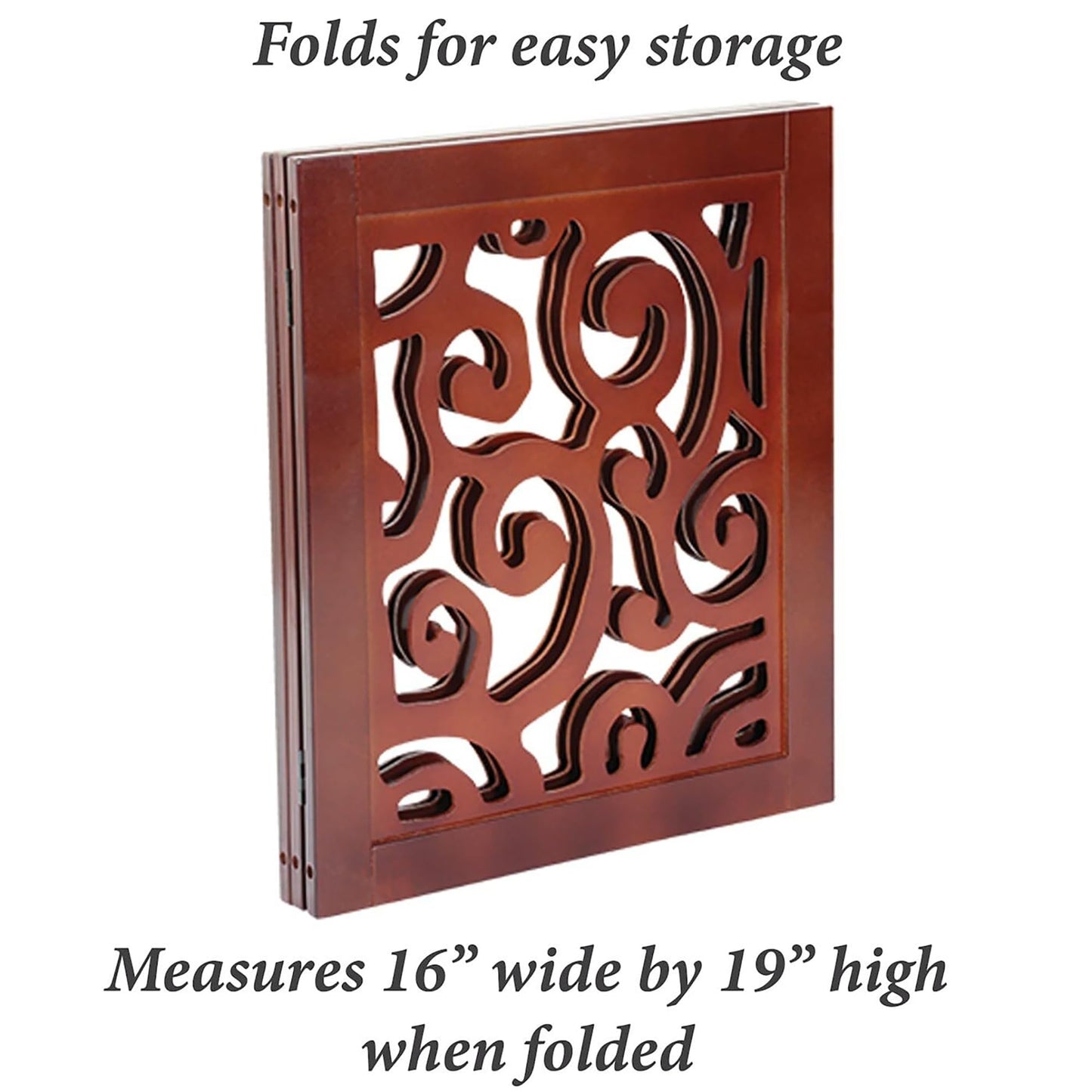 3-Section Adjustable and Scrolled Wooden Pet Gate by Etna