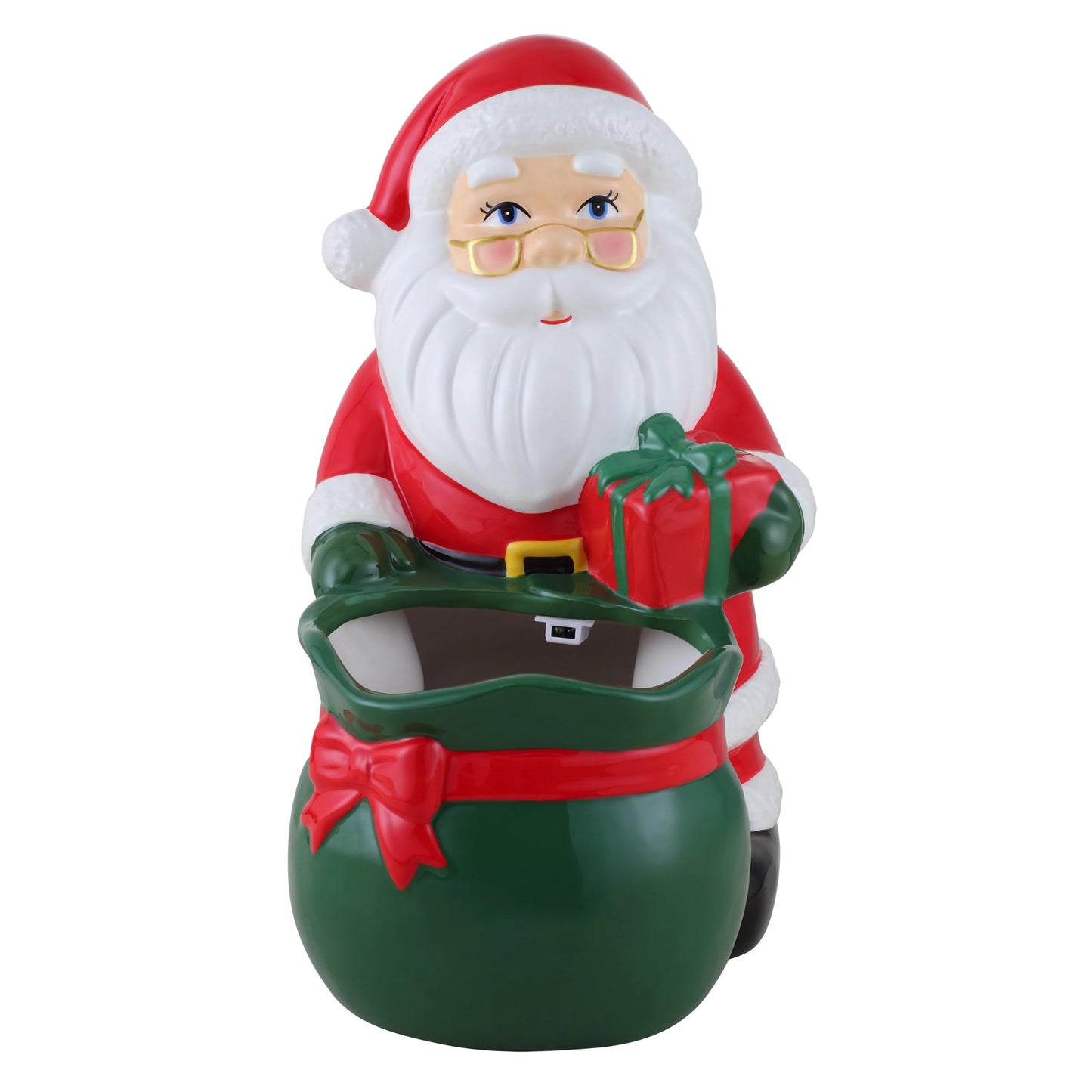 Mr. Christmas Santa, 12 in. Ceramic Musical Bag Candy Bowl